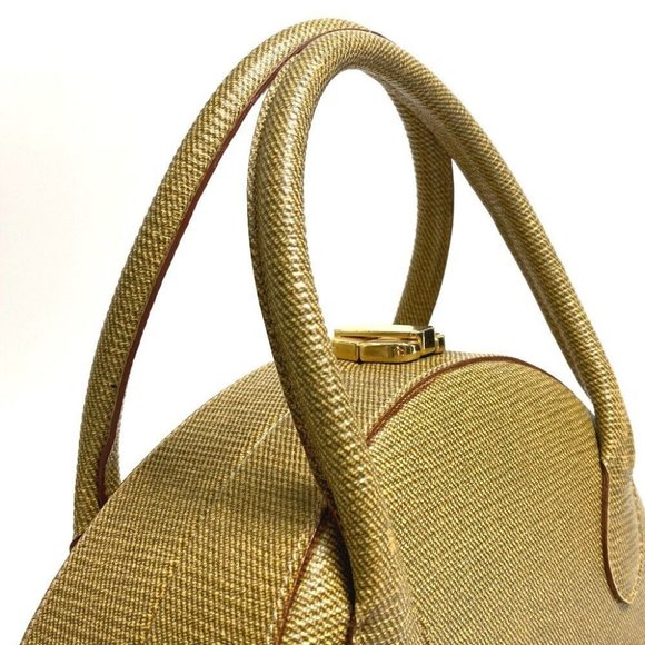 Authentic FENDI Semicircular form 2WAY Shoulder Bag Hand Bag Leather Beige - Picture 3 of 12